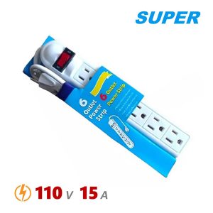Regleta Eléctrica 6 tomas, 110V 15A