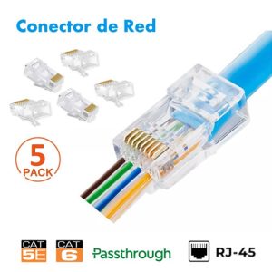 Conectores RJ45 CAT5E/CAT6. Passthrough.